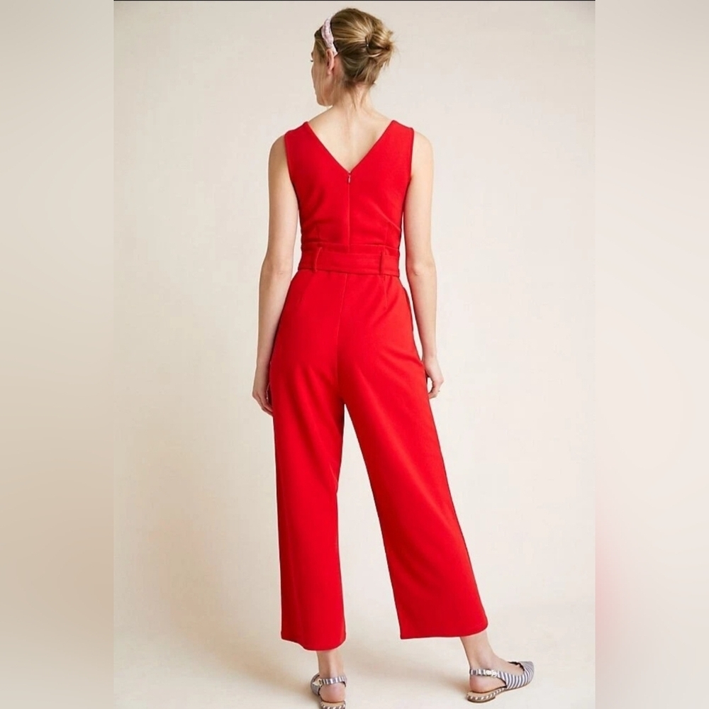 Chic Red V-Neck Jumpsuit - Picture 3 of 11